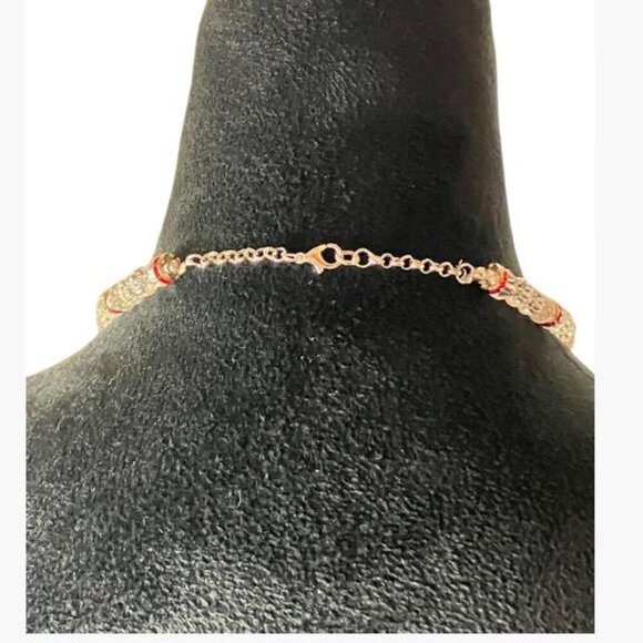 Handcrafted Necklace Clear Glass Beads and Ruby Colored Rhinestone Rondelles 20" - Picture 5 of 5